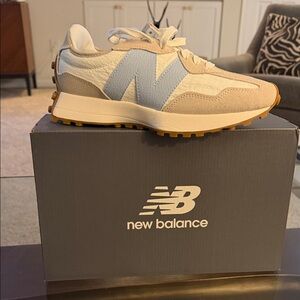 New Balance Cream and Light Blue Sneakers